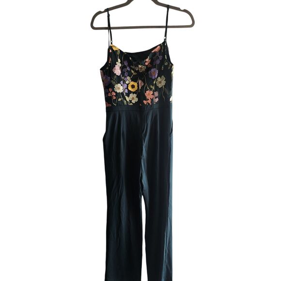 Retro Stage Jumpsuit Womn SZ Small 3D Floral Applique Retro Rockabilly Bloomcore - Picture 6 of 7
